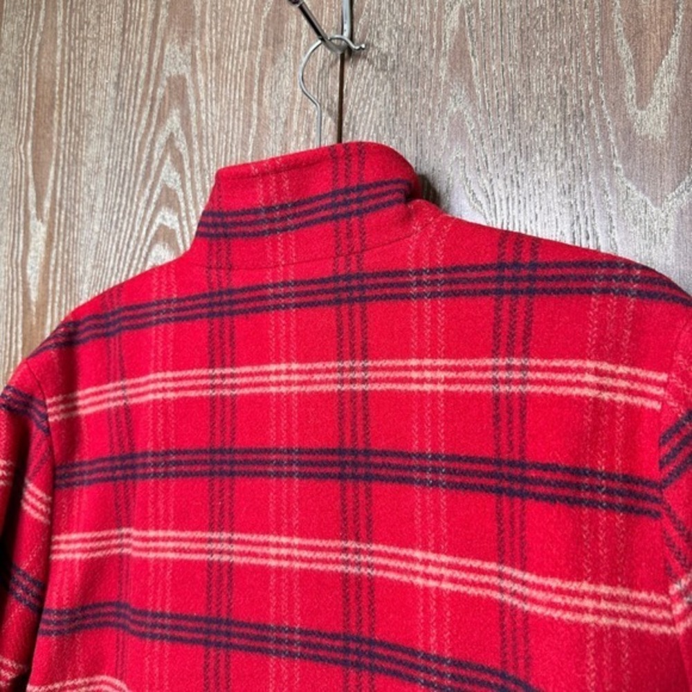 Vtg Plaid Wool Blend Zip Front Jacket Women M Black Red Lined Imagio Turkey Made - Picture 10 of 11